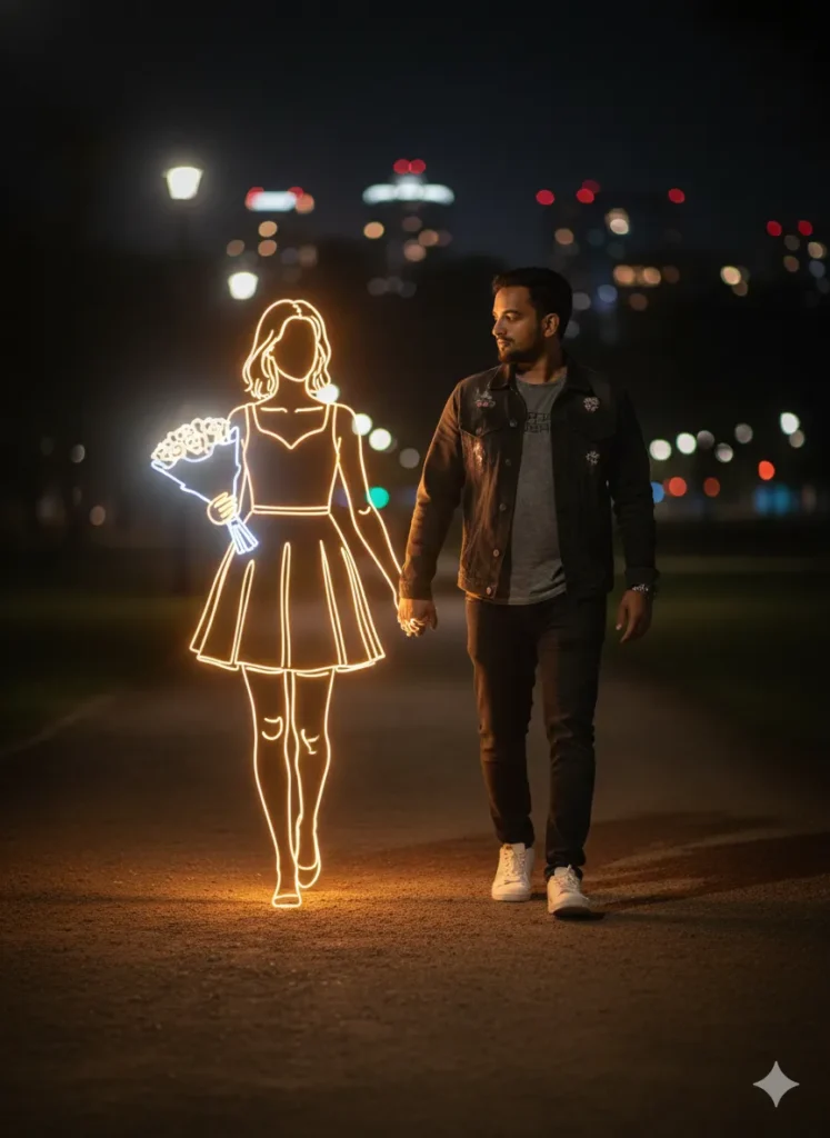 Gemini Glowing Drawing Couple AI Photo